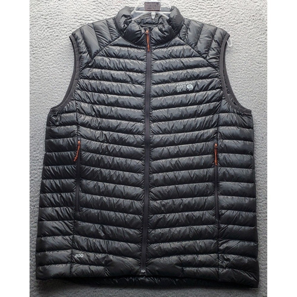 Mountain Hardwear Ghost Whisperer Vest Men XL Black 800 Down Packable Zip Up EUC